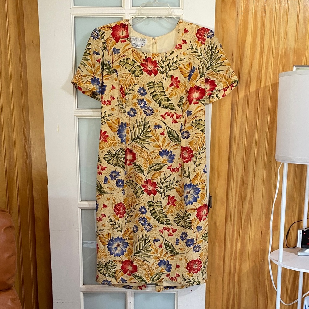 Maggy London Floral Mini Dress in Red and Blue